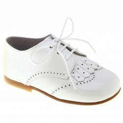 Boys White Formal Shoes Patent Leather Removable Flap Decoration