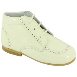 Boys Ivory Boots In Patent Leather