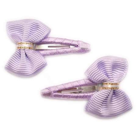 Pair of lilac hair clips with bow