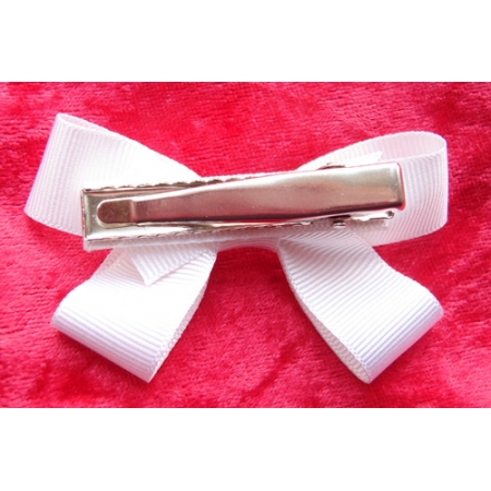 Pair of white hair clips with bow for little or fine hairs #2