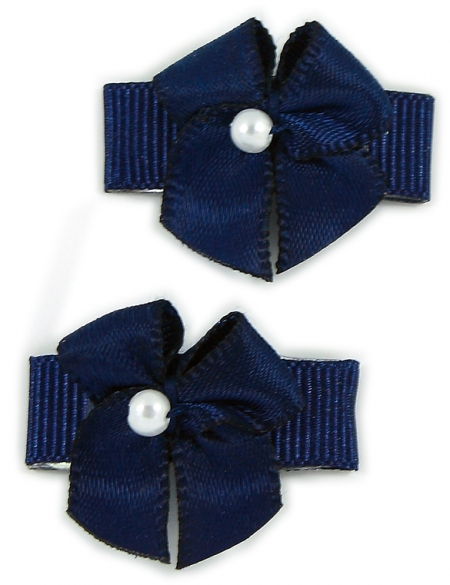 Navy Bow Snap Clips For Baby With Little Or Fine Hairs
