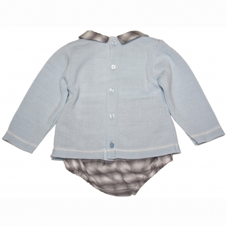 Made In  Portugal Baby Boys Blue Grey Knitted Jam Pants Set #2