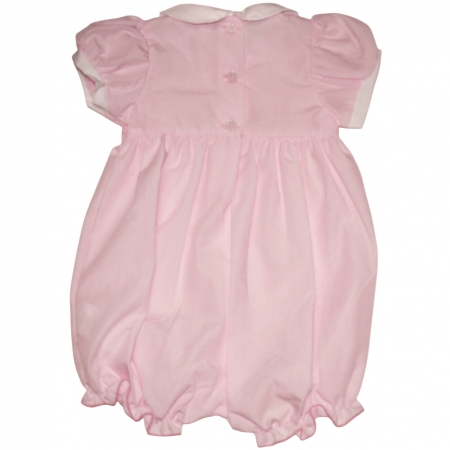 Rock A Bye Baby Girls Pink Smocked Embroidered Romper #2
