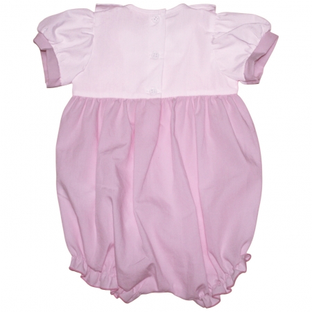 Rock A Bye Baby Girls Pink White Smocked Romper #2