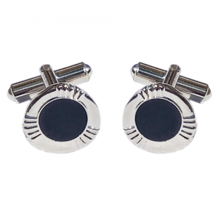 Boys Cufflinks Angular Circle With Black Centre