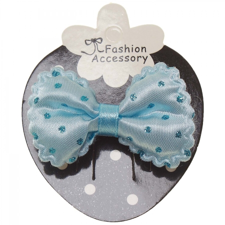 Blue Hair Bow With Glitter Blue Polka Dots