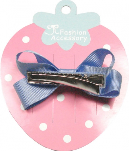One sky blue hair bow with diamonate in crocodile clip #2