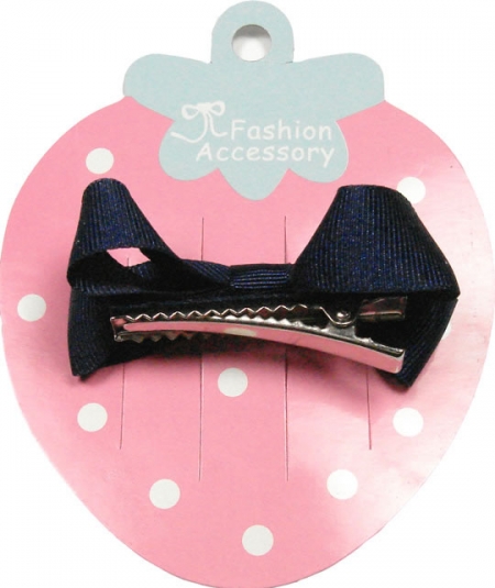 One navy hair bow with diamonate in crocodile clip #2