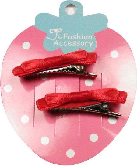 Pair of red hair bow with crocodile clips #2