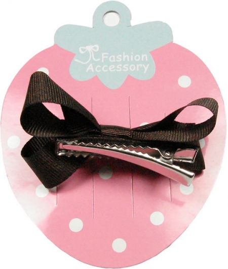 One brown hair bow with diamonate in crocodile clip #2