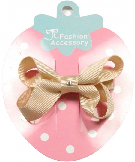 One cream hair bow with diamonate in crocodile clip