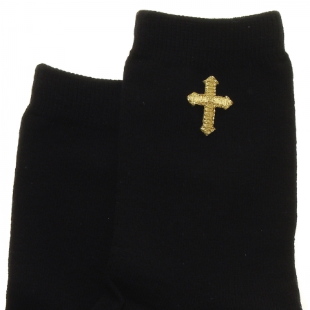 Boys Black Communion Socks Gold Cross #2