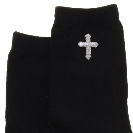 Boys Black Communion Socks Silver Cross #2