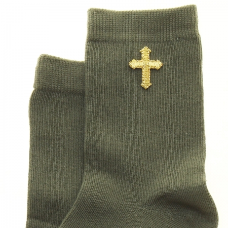 Boys Green Communion Socks With An Embroidered Gold Cross #2