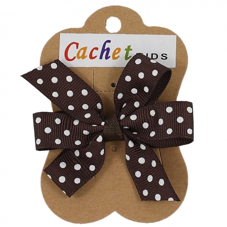 Brown White Polka Dots Boutique Bow