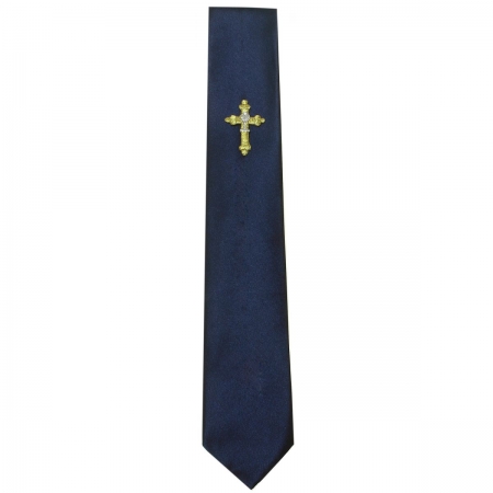 Boys Navy Communion Tie with a Chalice Cross