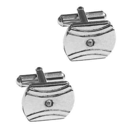Boys Cufflinks Rectangle Curve Lines Diamante