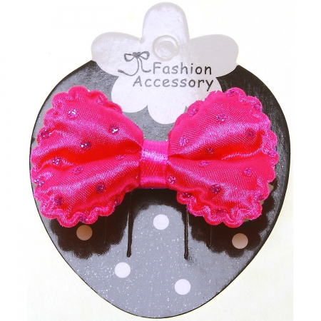 Deep Pink Hair Bow With Glitter cherise Polka Dots