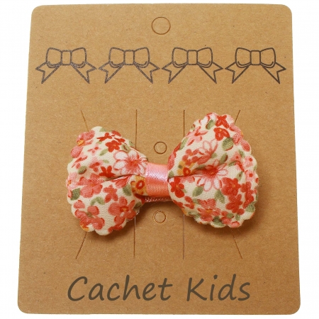 Pink On White Floral Hair Bow