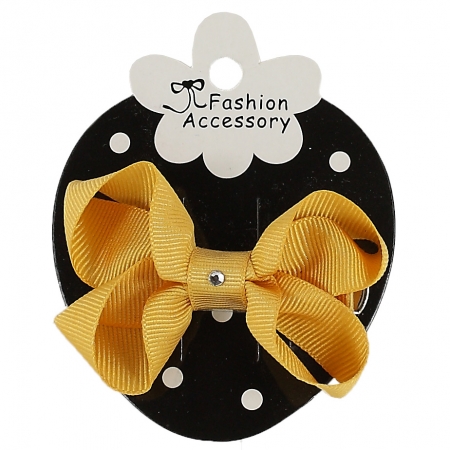 One Gold Bow With Diamonate In Crocodile Clip