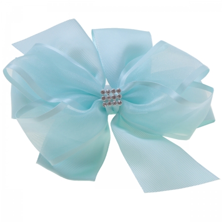 Large Baby Blue Gros Grain Organza Bow