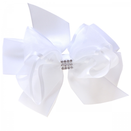 Large White Gros Grain Organza Bow