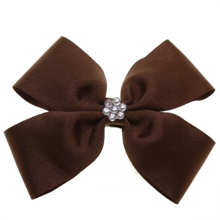Large Brown Bow With Glitter Diamantes