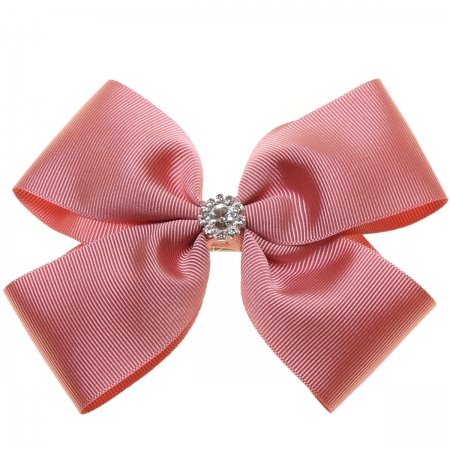 Large Dusky Pink Bow With Glitter Diamantes