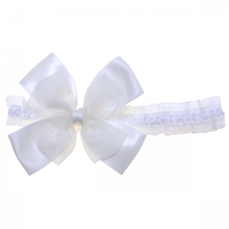 Large White Bow Headband
