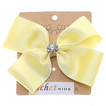 Large Lemon Yellow Bow With Glitter Diamantes
