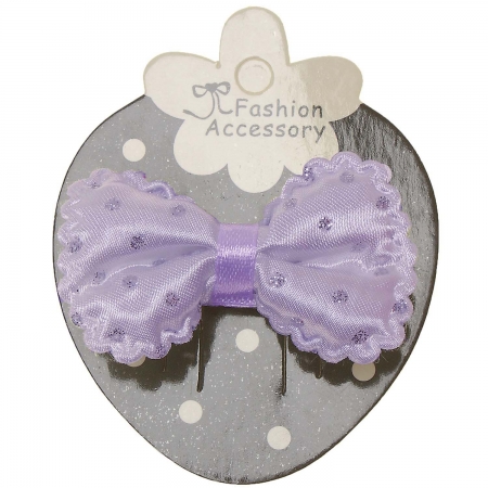 Lilac Hair Bow With Glitter Lilac Polka Dots