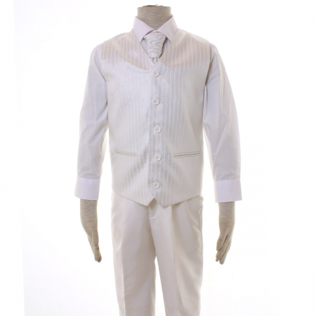 Boys Off White Pale Ivory 5 Piece Suit With Cravat #2