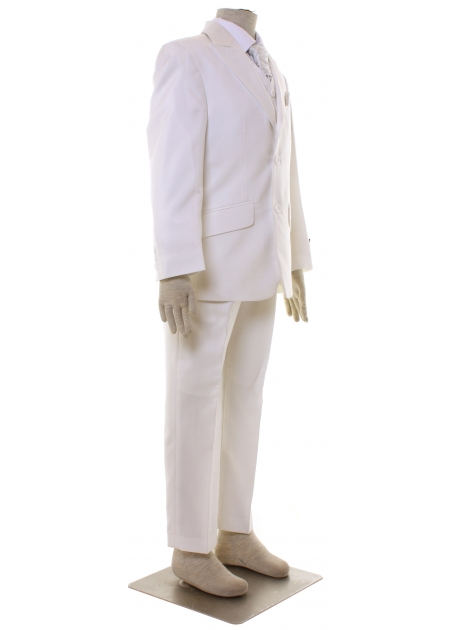 Boys Off White Pale Ivory 5 Piece Suit With Cravat #4