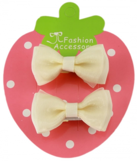 Double Bows Satin Ivory Hair Bow