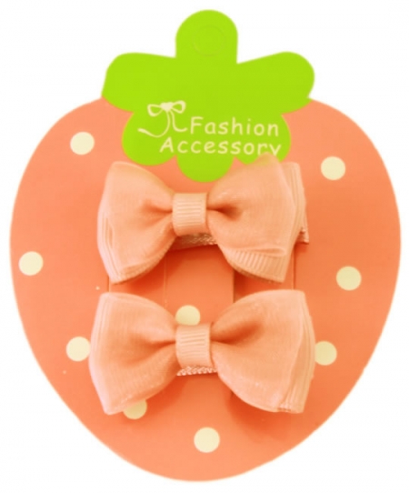Double Bows Satin Light Peach Hair Bow