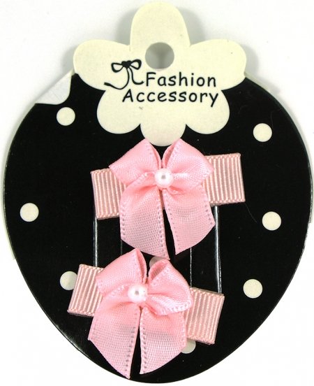 Pair of Pink Bow Snap Clips For Baby With Little Or Fine Hairs