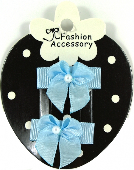 Baby Blue Hair Bow Snap Clips For Baby With Little Or Fine Hairs