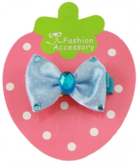 Blue bow hair clip with blue crystals