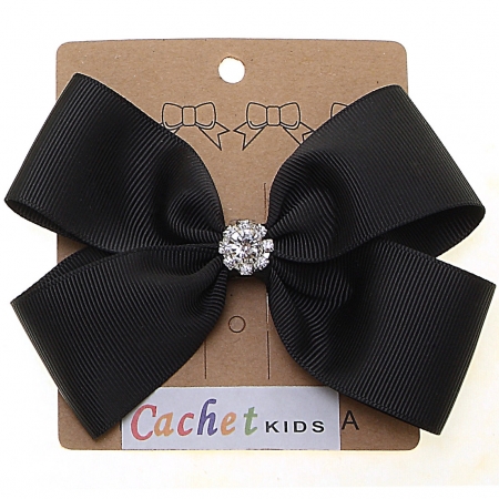 Large Black Bow With Glitter Diamantes