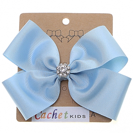 Large Baby Blue Bow With Glitter Diamantes