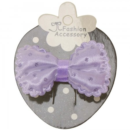 Lilac Hair Bow With Glitter Lilac Polka Dots