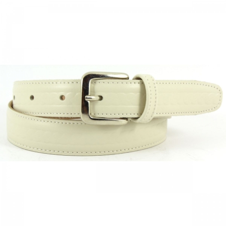 Boys Ivory Belt With Pattern 100% Leather