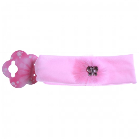 Pink hairband with fur and glitter butterfly