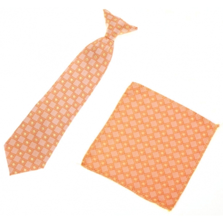 7 To 11 Years Boys Clip on Tie Orange Pattern