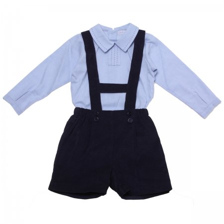 Made in Portugal Baby Boys Blue Bodysuit Shirt Navy H Braces Shorts Set