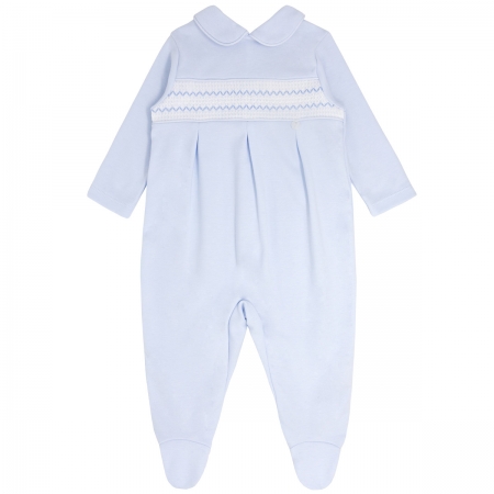 Blues Baby Boys Smocking Footed Romper