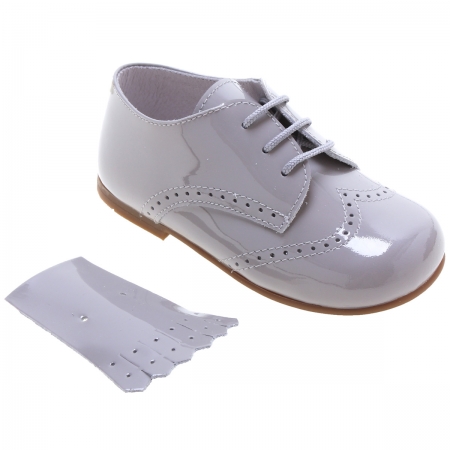 Boys Ice Grey Patent Shoes With Removable Fringe #2