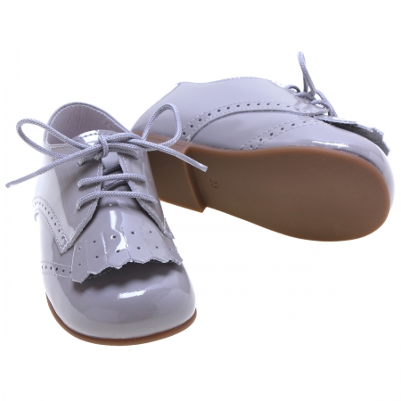 Boys Ice Grey Patent Shoes With Removable Fringe #3