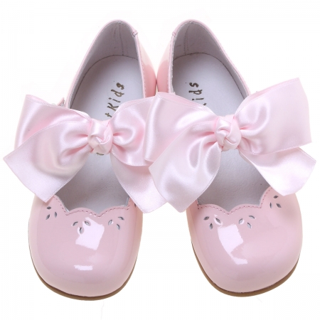 Girls Pink Patent Mary Jane Bow Shoes Removable Bow #4