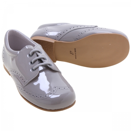 Boys Ice Grey Patent Leather Shoes #2